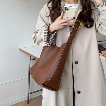 Women's Shoulder Bag Solid Fashion Handbag Crossbody Bag Women's Minimalist PU Leather Bag