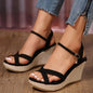 Women's Cross Buckle With Hemp Rope Comfortable Open Toe Shoes