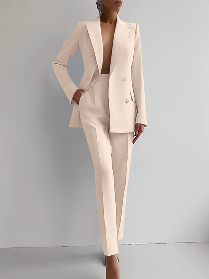 Casual Suits Fashion Long Sleeve Single-breasted Jacket Top And Slim Fit Trousers Women's Business Suits