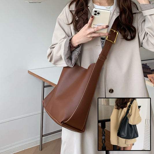 Women's Shoulder Bag Solid Fashion Handbag Crossbody Bag Women's Minimalist PU Leather Bag