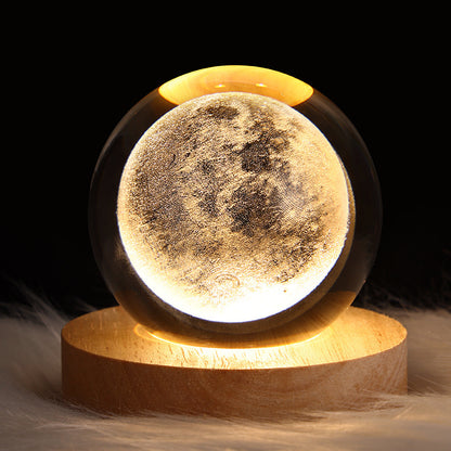 LED Night Light Galaxy Crystal Ball Table Lamp 3D Planet Moon Lamp Bedroom Home Decor For Kids Party Children Birthday Gifts